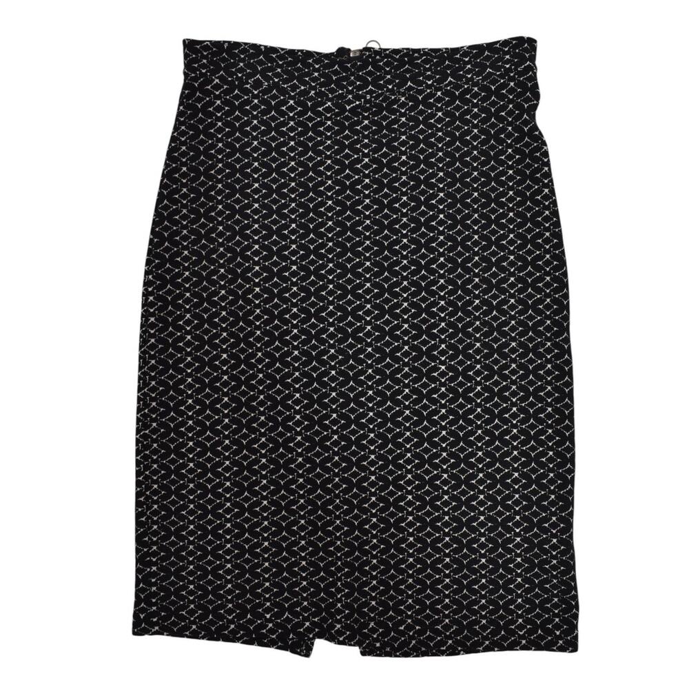 MAEVE Geometric Pencil Wiggle Skirt -- Black & White Diamond -- Womens Small